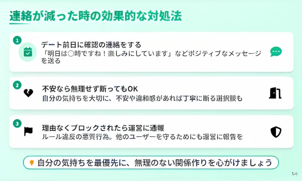 マッチングアプリ,会う約束後,連絡減る