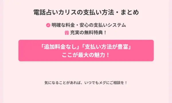 電話占いカリス,支払い