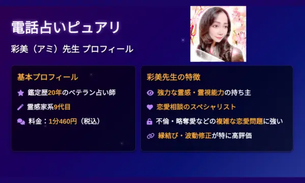 電話占いピュアリ,彩美(アミ)先生